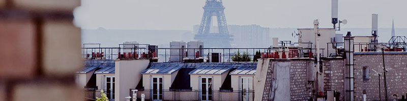 Houses in paris with Eiffel tower on the background